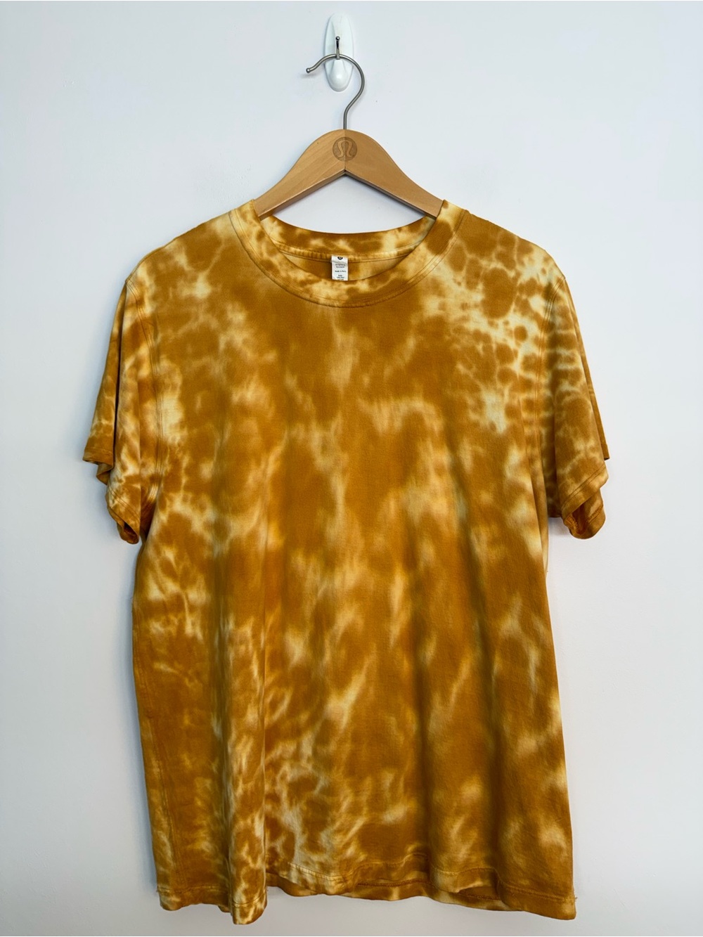 Lululemon All Yours Cotton Tee Marmoleado Tie Dye Lemon Chiffon Brown Sugar Sz 6